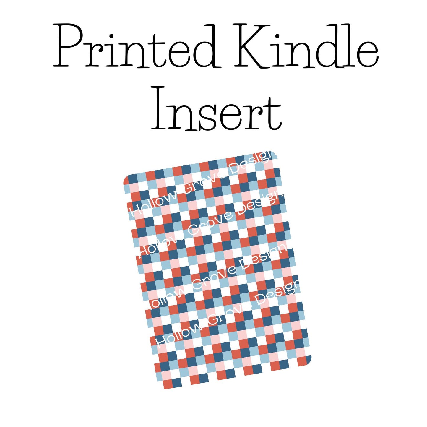 USA Checkered Kindle Insert | Clear Kindle Case Insert | Book Girly Decor | Gift for Book Lover | Fourth of July Decor