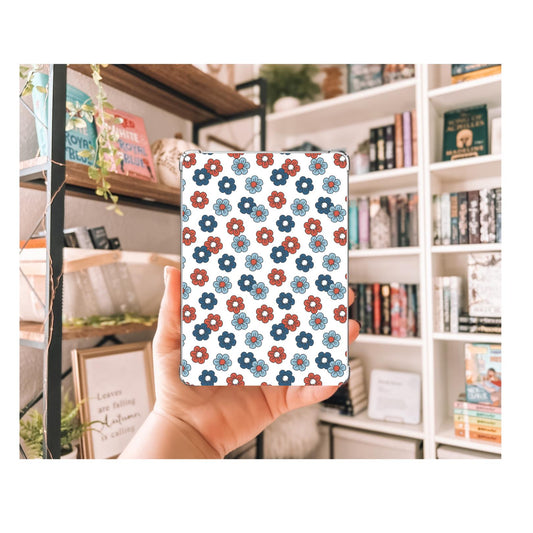 Red White and Blue Flowers Kindle Insert | Clear Kindle Case Insert | Book Girly Decor | Gift for Book Lover | Fourth of July Decor