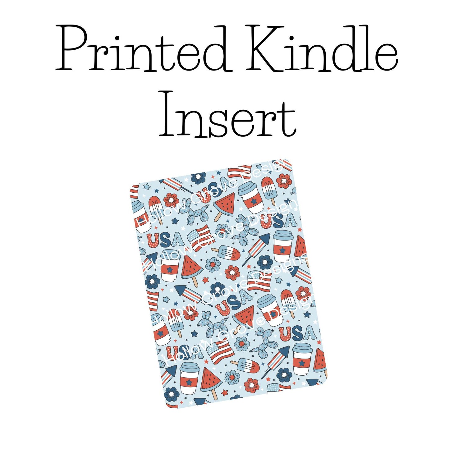 Fourth of July Kindle Insert | Clear Kindle Case Insert | Book Girly Decor | Gift for Book Lover | Fourth of July Decor