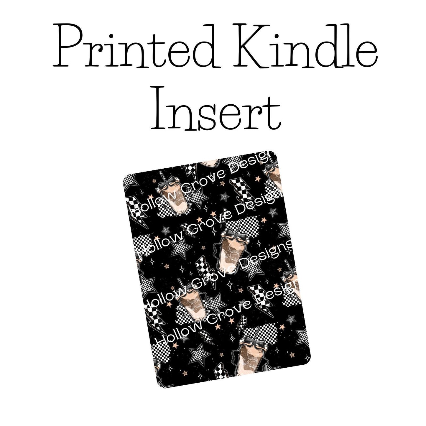 Checkered Coffee Kindle Insert | Decorative Kindle Insert | Clear Kindle Case Insert | Gift for Book Lover | Fall Floral Kindle