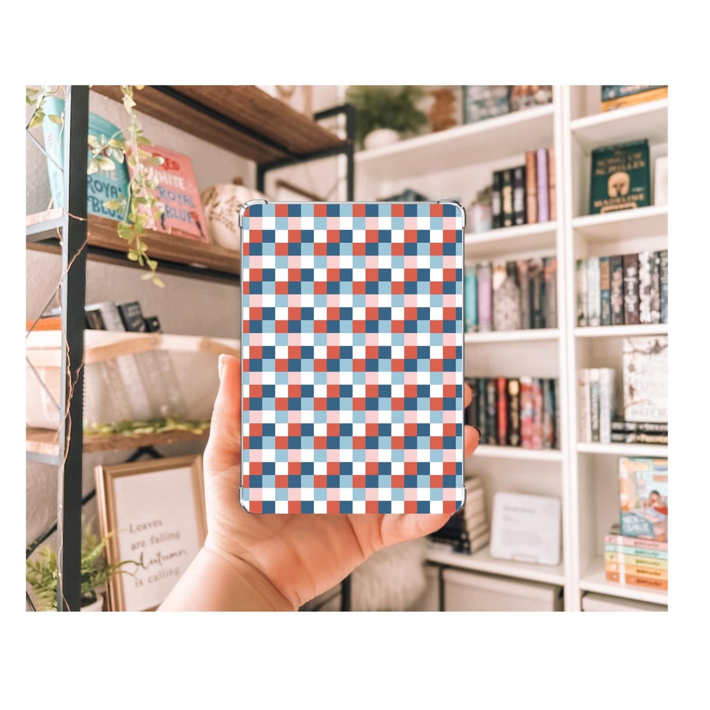 USA Checkered Kindle Insert | Clear Kindle Case Insert | Book Girly Decor | Gift for Book Lover | Fourth of July Decor