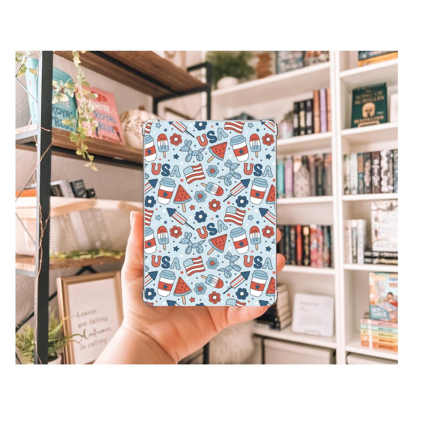 Fourth of July Kindle Insert | Clear Kindle Case Insert | Book Girly Decor | Gift for Book Lover | Fourth of July Decor