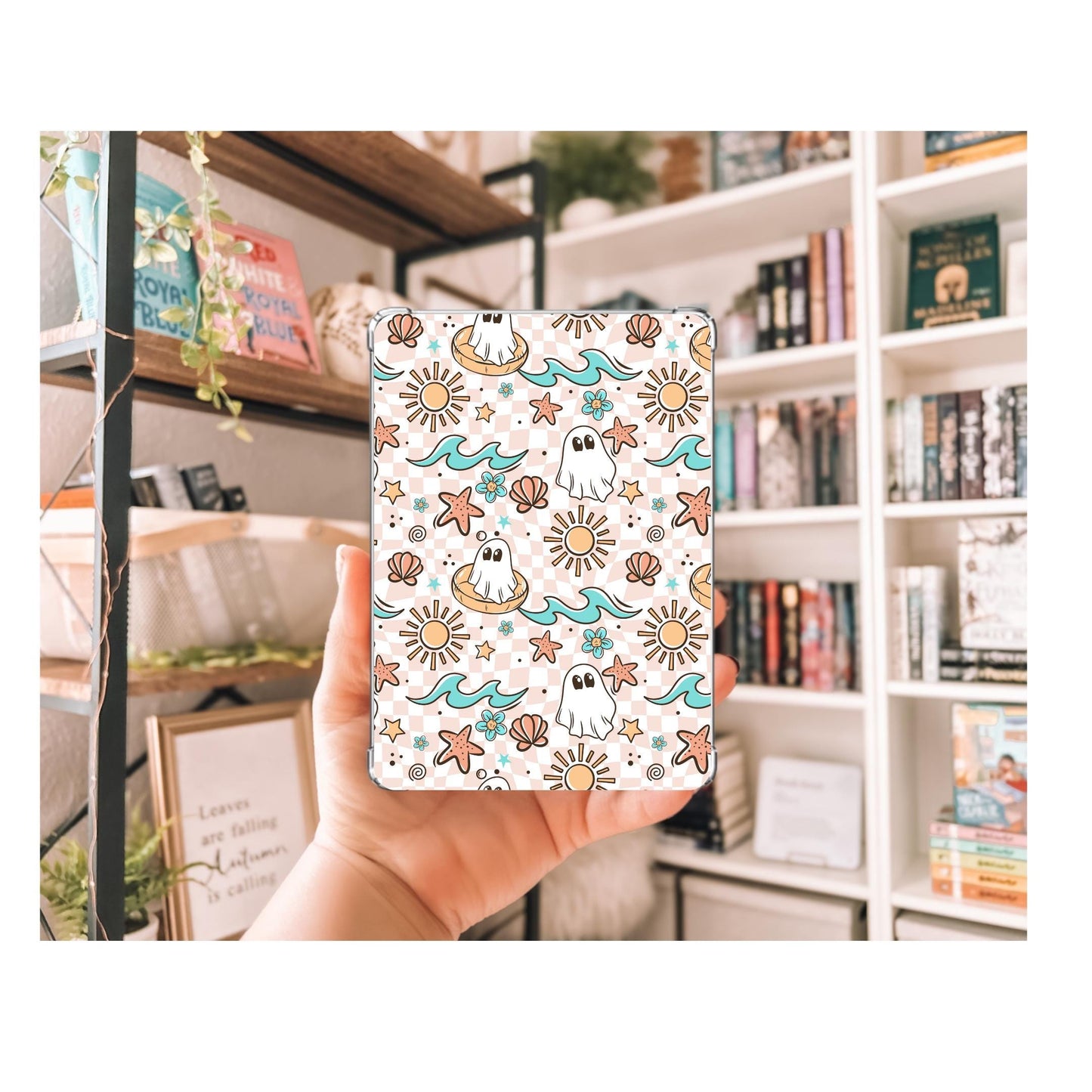 Beach Ghostie Kindle Insert | Decorative Kindle Insert | Clear Kindle Case Insert | Summer Kindle Decor | Gift for Book Lover