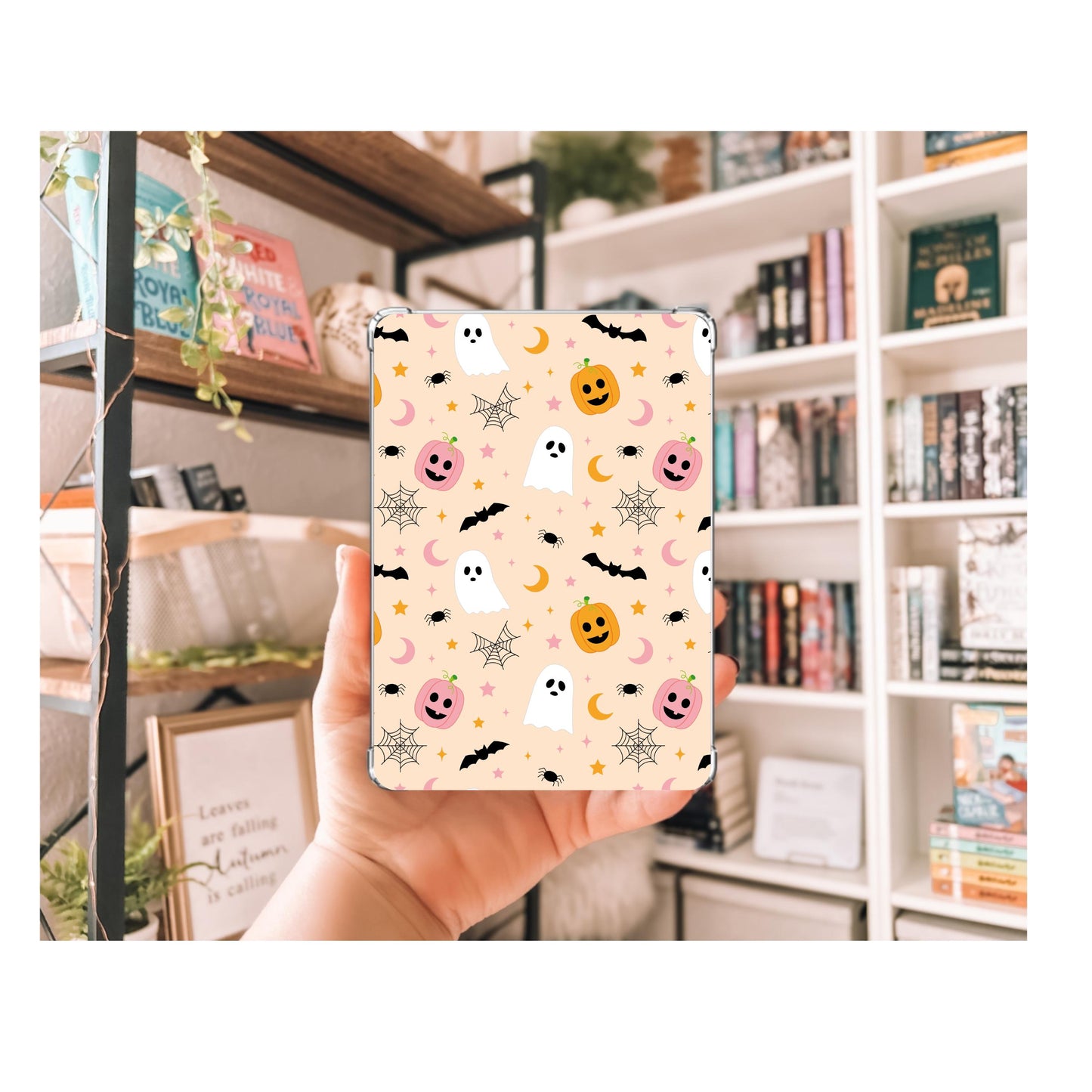 Cute Pastel Spook Kindle Insert | Clear Kindle Case Insert | Halloween Kindle Decor| Gift for Book Lover