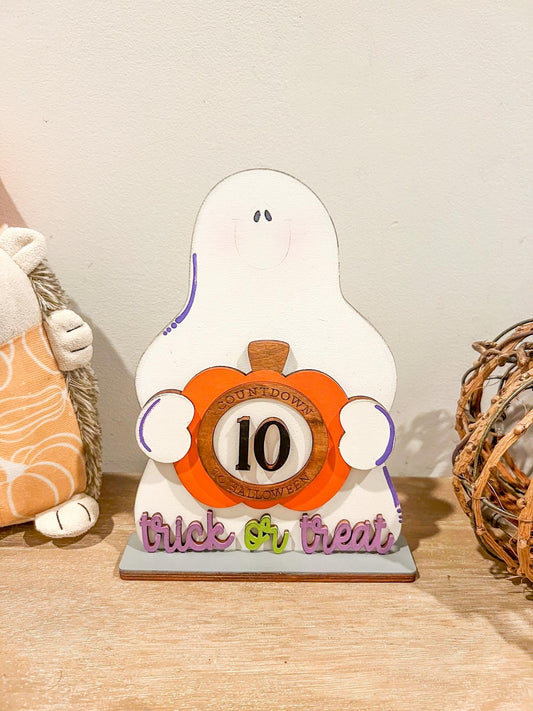 Ghost Countdown to Halloween | Spooky Tiered Tray Decor | Halloween Shelf Sitter | Countdown to Halloween | Fall Decor | Ghosty Countdown