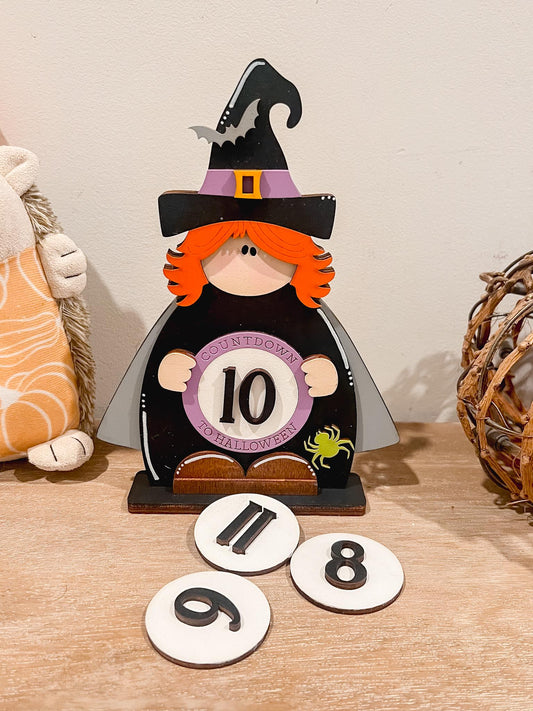Witch Countdown to Halloween | Spooky Tiered Tray Decor | Halloween Shelf Sitter | Halloween | Fall Decor | Witchy Halloween Decor