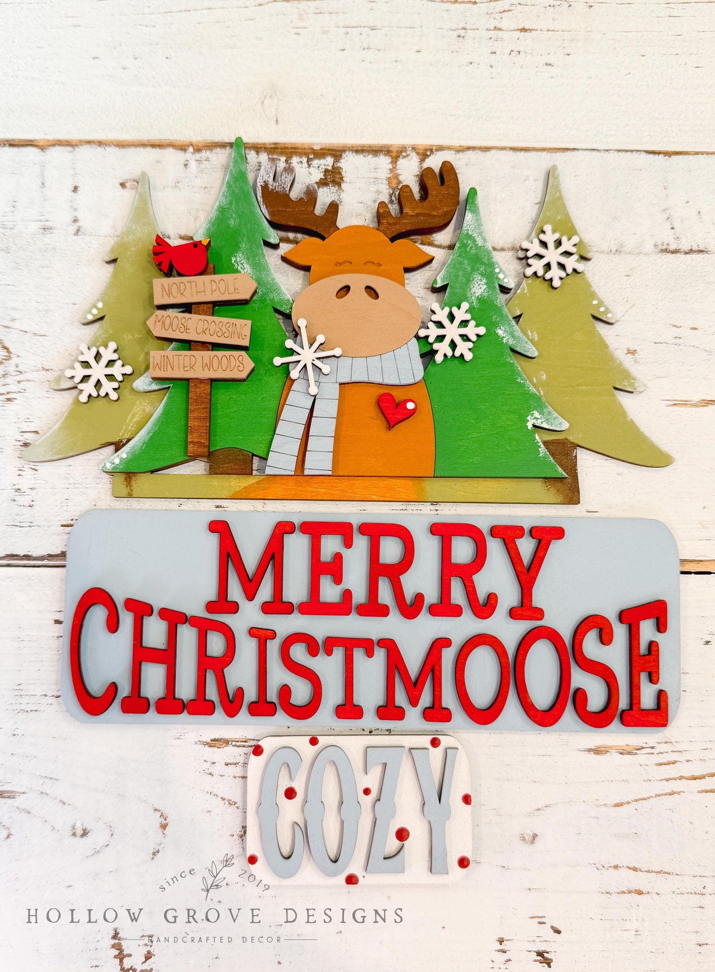 Merry Christmoose Interchangeable Truck Insert | Truck Door Hanger | Seasonal Decor | Tiered Tray Decor | Christmas Decor