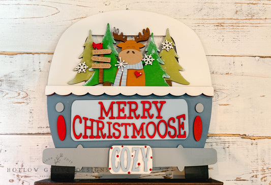Merry Christmoose Interchangeable Truck Insert | Truck Door Hanger | Seasonal Decor | Tiered Tray Decor | Christmas Decor
