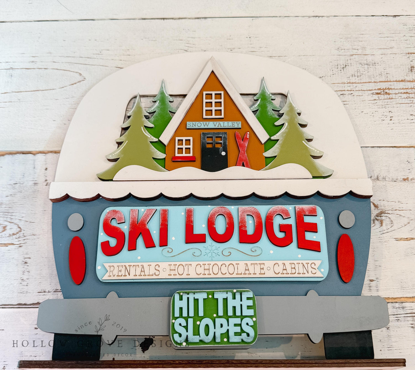 Ski Lodge Interchangeable Truck Insert | Truck Door Hanger | Seasonal Decor | Tiered Tray Decor | Christmas Decor