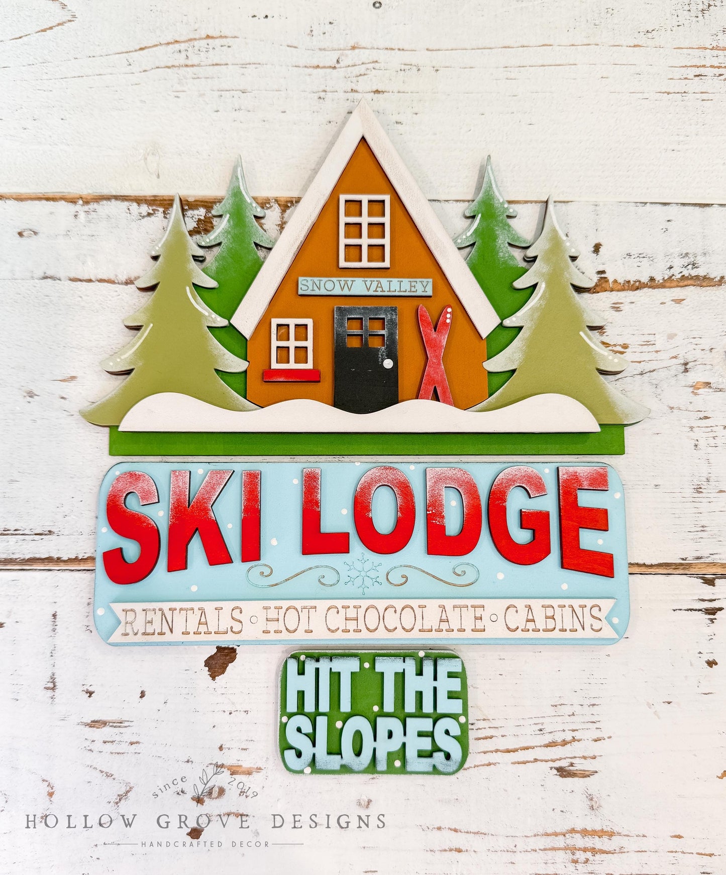 Ski Lodge Interchangeable Truck Insert | Truck Door Hanger | Seasonal Decor | Tiered Tray Decor | Christmas Decor