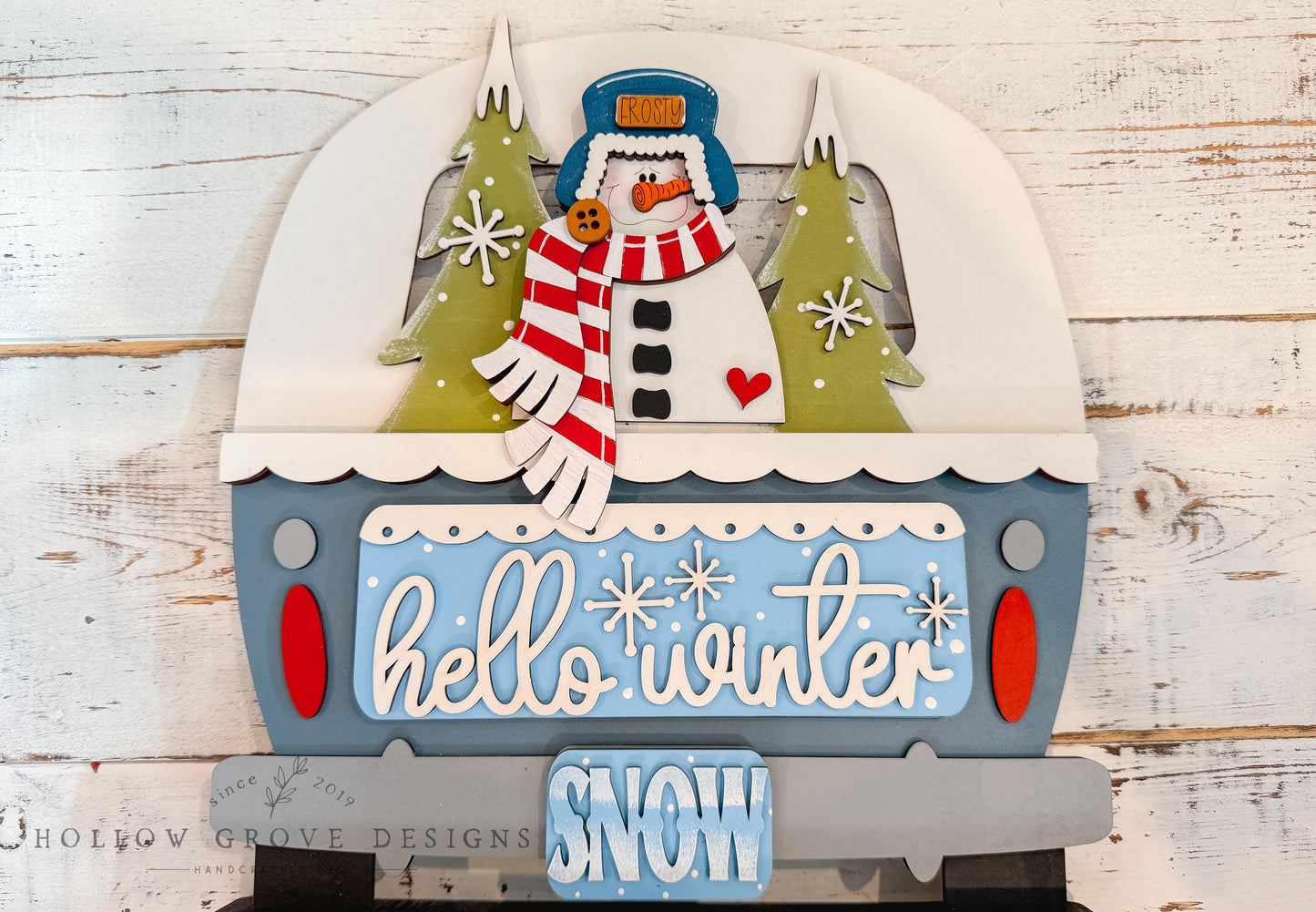 Hello Winter Snowman Interchangeable Truck Insert | Truck Door Hanger | Seasonal Decor | Tiered Tray Decor | Christmas Decor