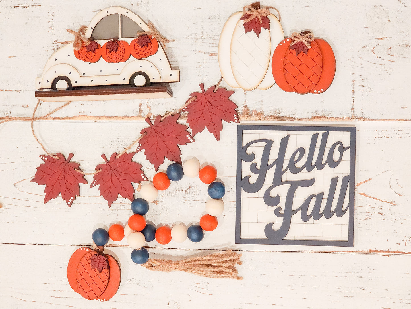 Hello Fall Tiered Tray | Pumpkin Decor | Fall Shelf Decor