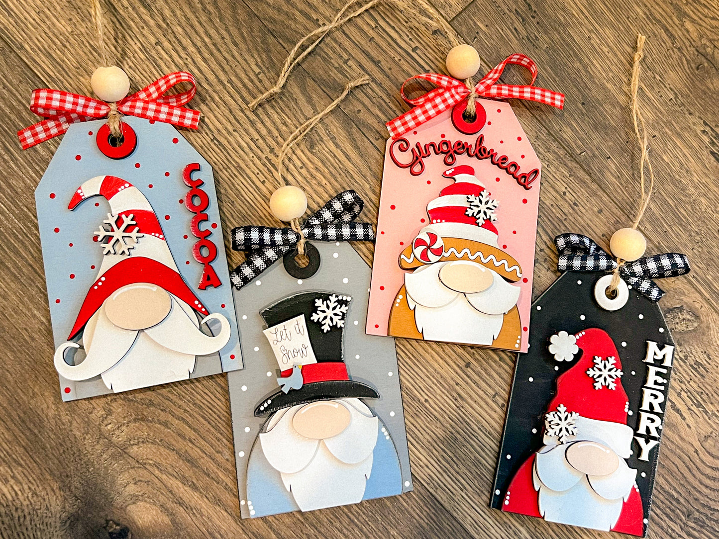 Christmas Tag Gnome Ornaments