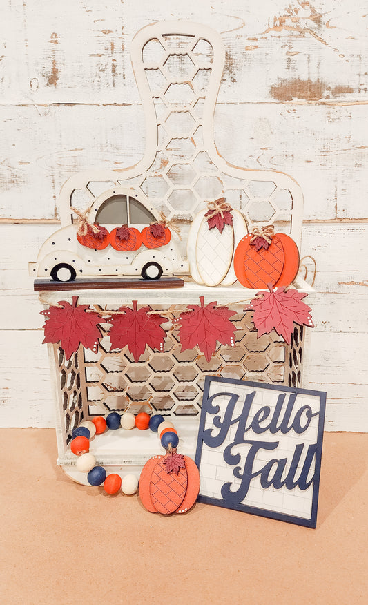 Hello Fall Tiered Tray | Pumpkin Decor | Fall Shelf Decor