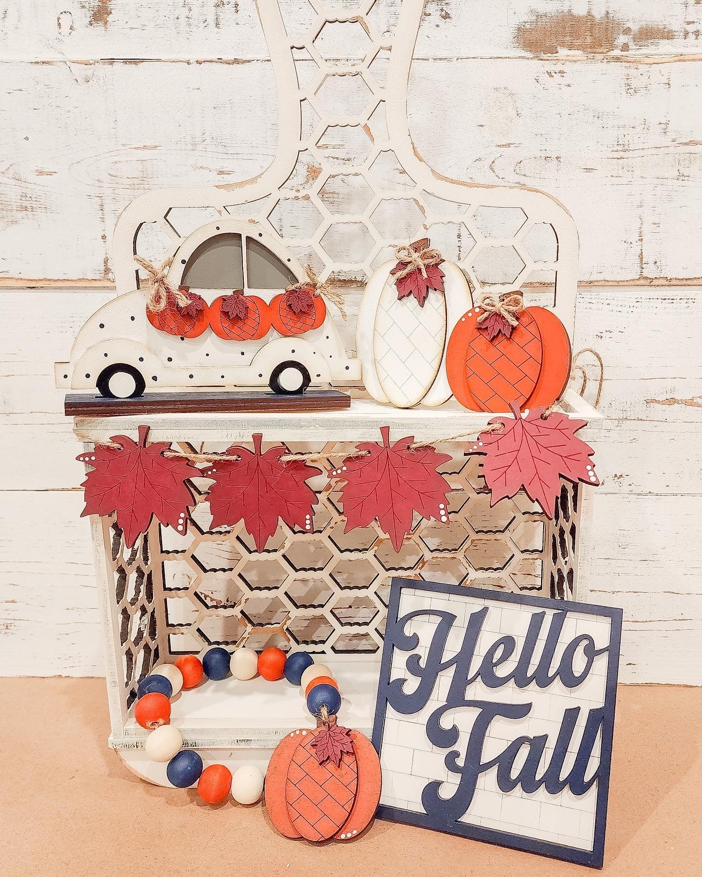 Hello Fall Tiered Tray | Pumpkin Decor | Fall Shelf Decor