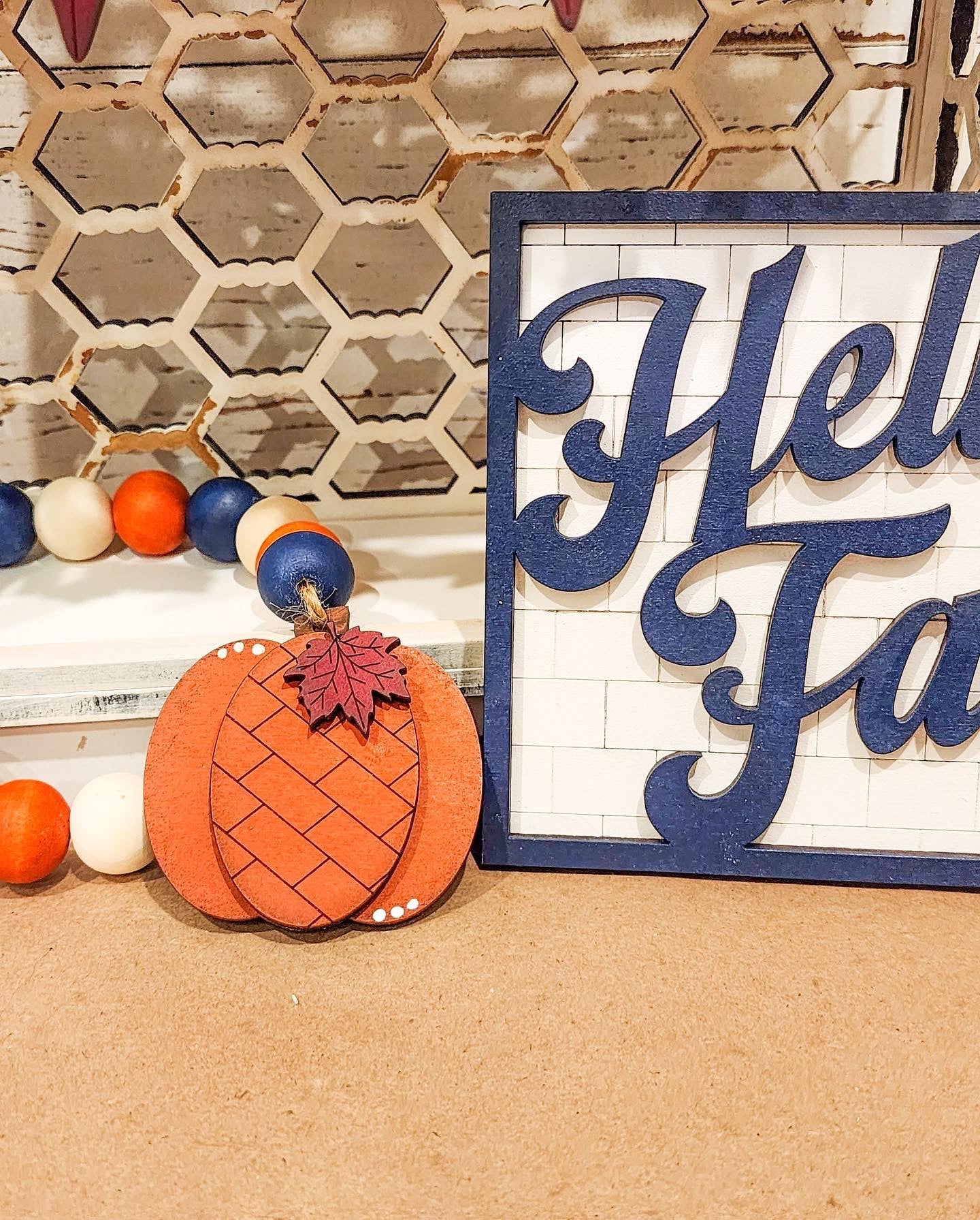 Hello Fall Tiered Tray | Pumpkin Decor | Fall Shelf Decor